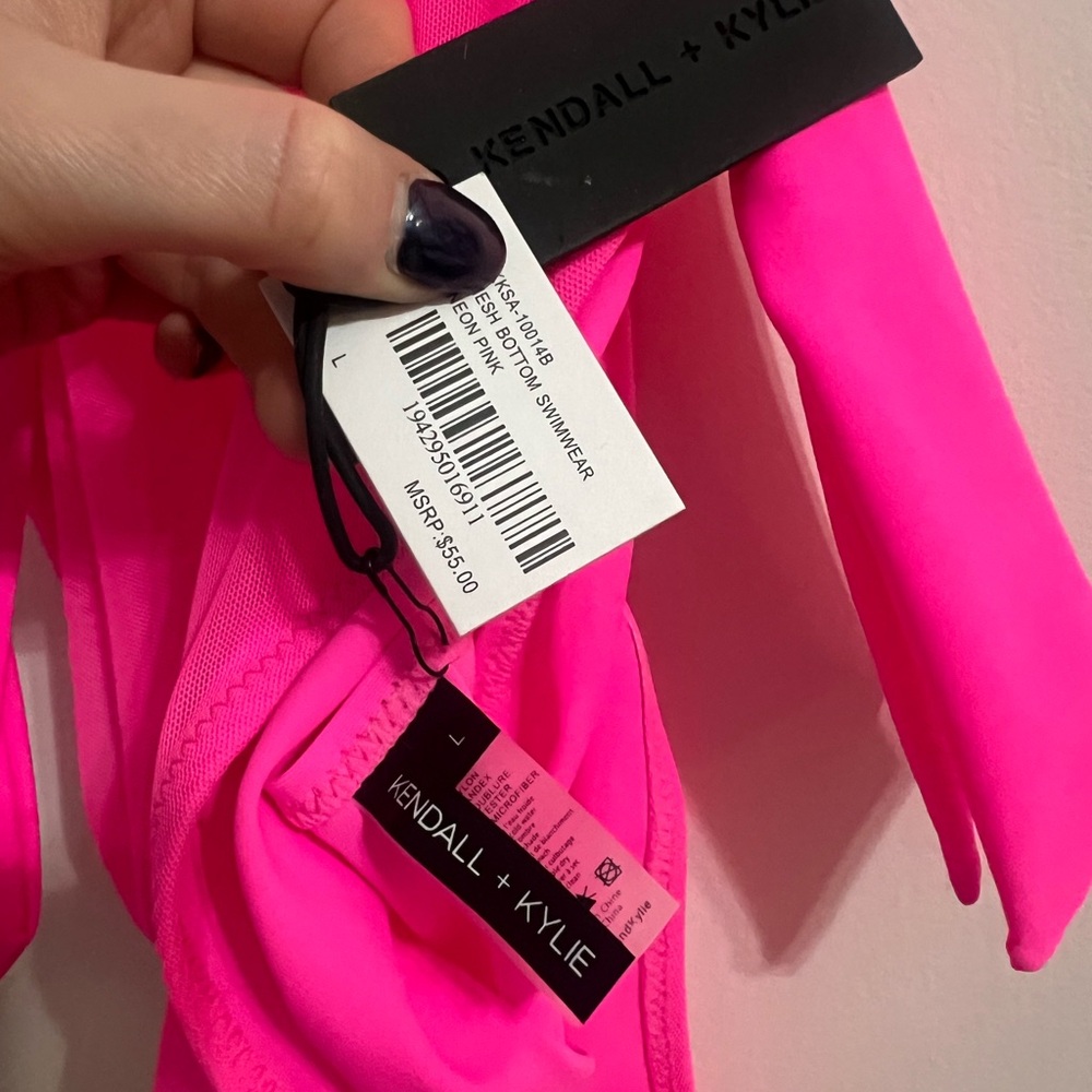 PINK Kendall + Kylie One Piece Mesh Bathing Suit Side Tie Size L - Picture 5 of 7